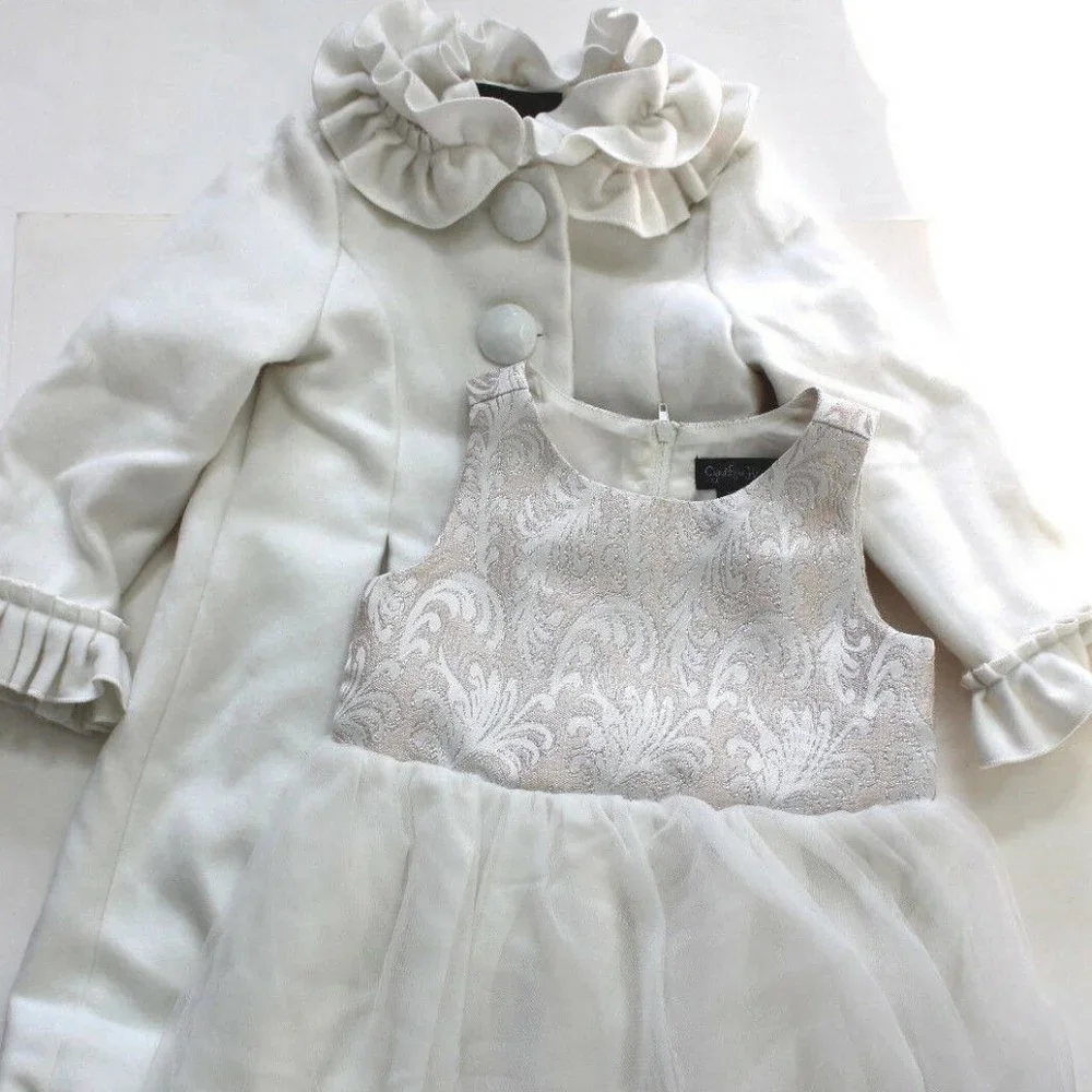 Cynthia Rowley 2Pc Tulle Dress Ruffle Collar Coat Size 24M